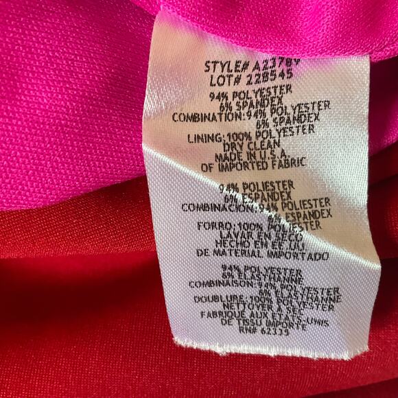 Betsy & Adam Colorful Off the Shoulder Evening Gown Size 2 Pink and Red Formal - Picture 8 of 11